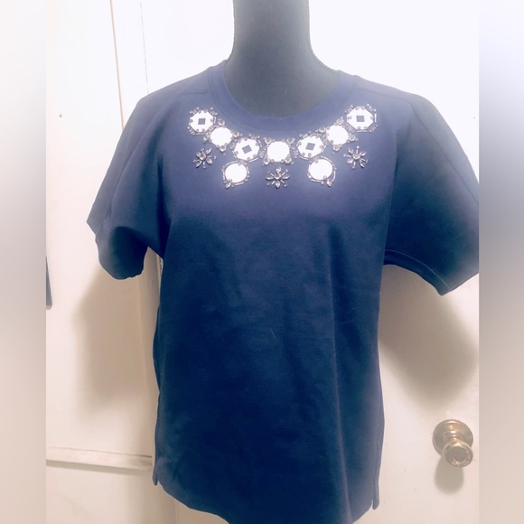 J. Crew Tops - J. Crew Navy embellished short sleeve shirt